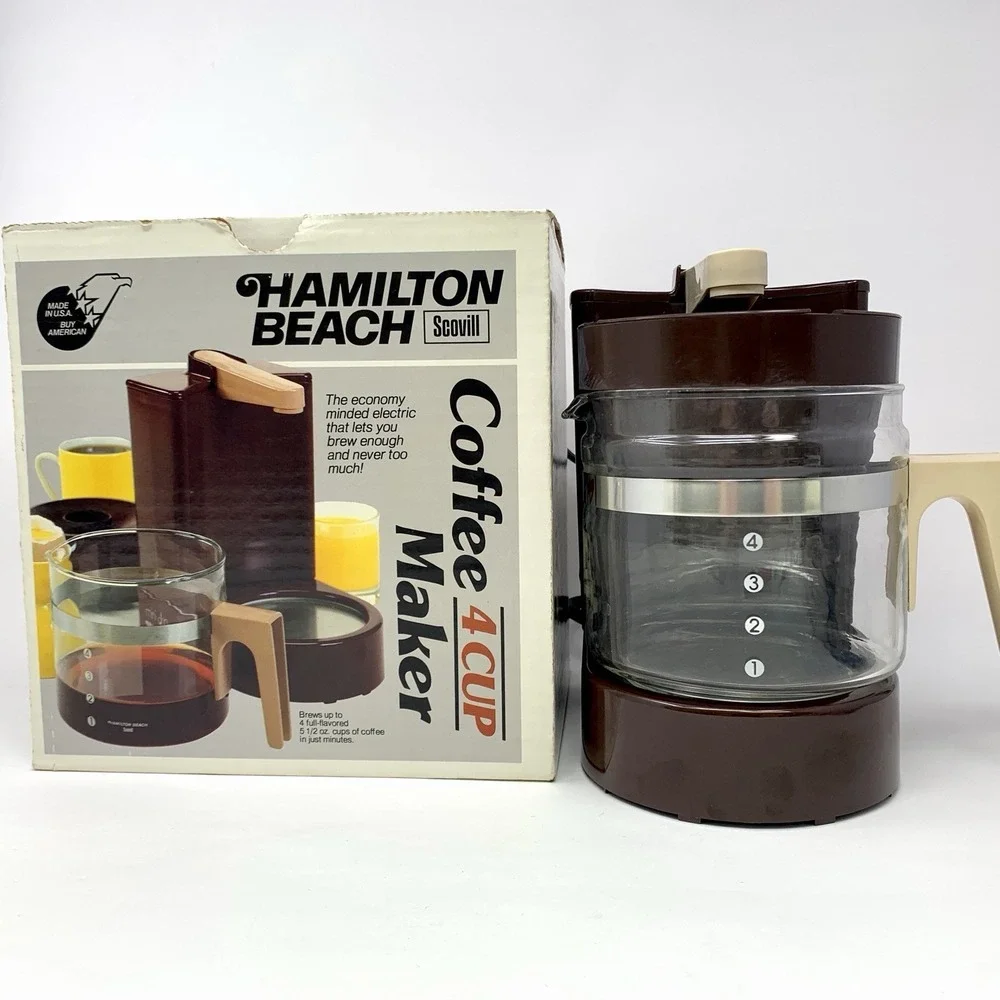 Vintage HAMILTON BEACH Mini Drip Coffee Maker 4 Cup #784 Brown TESTED Scoville